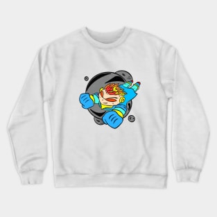 Cartoon boy flying the galaxy Crewneck Sweatshirt